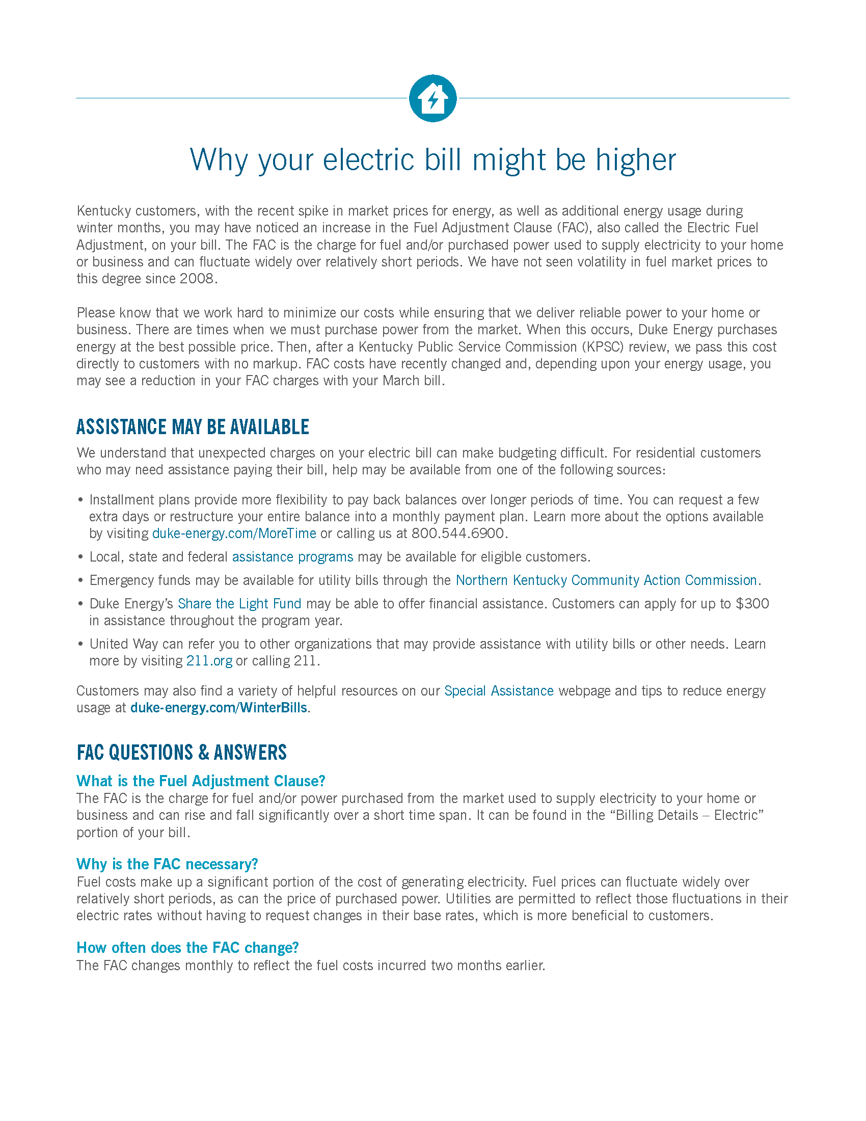 Duke EnergyWhy Your Electric Bill May Be Higher > City of Ludlow